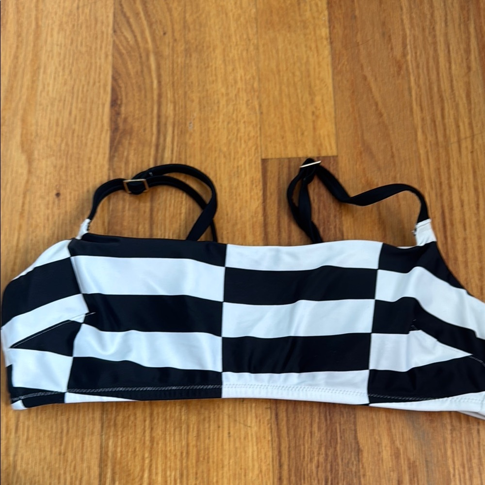 Black and White Checkered Bikini Top